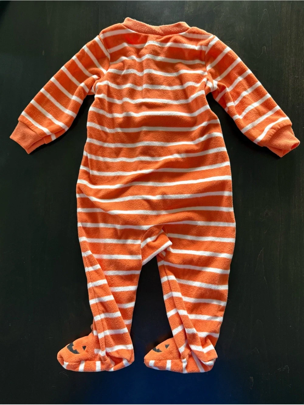 Carter's Orange & White Striped Pumpkin Footed One-Piece